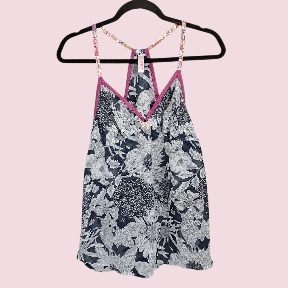 Liberty of London for Target Babydoll Top Small Sheer Floral Lace Trim Y2K Flowy